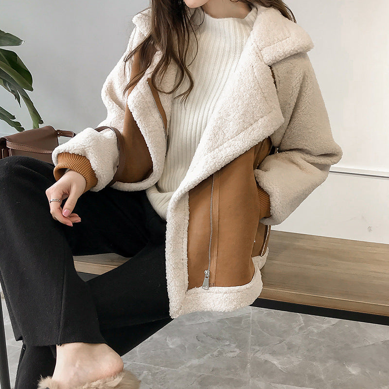 Adèle | Blouson aviateur femme doublé sherpa, veste teddy chaude