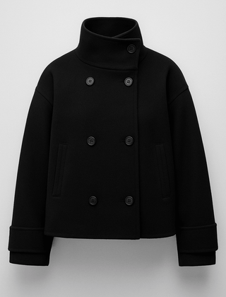 Manteau Court Femme à Double Boutonnage Élégant