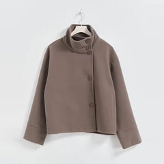 Manteau Court Femme à Double Boutonnage Élégant