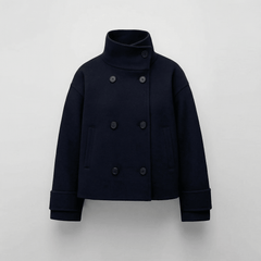 Manteau Court Femme à Double Boutonnage Élégant