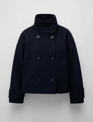Manteau Court Femme à Double Boutonnage Élégant