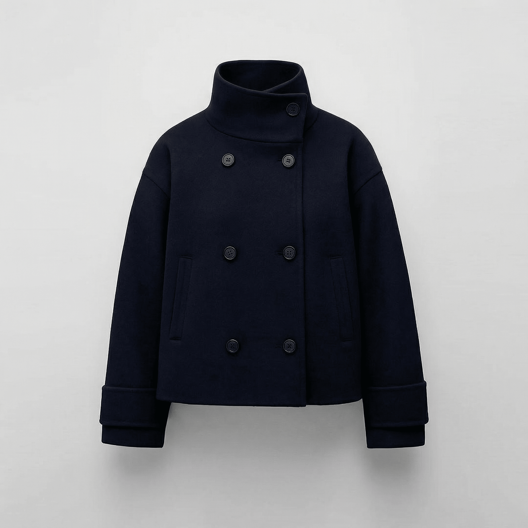 Manteau Court Femme à Double Boutonnage Élégant