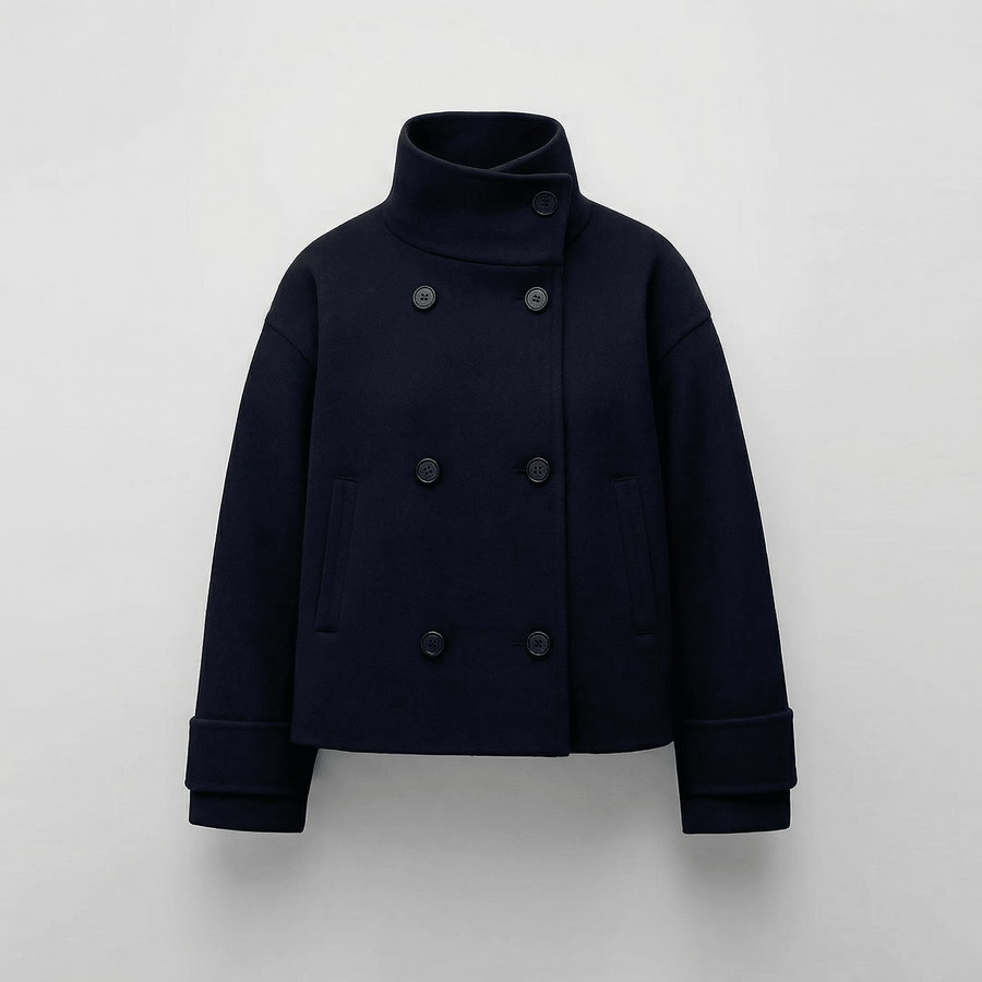 Manteau Court Femme à Double Boutonnage Élégant