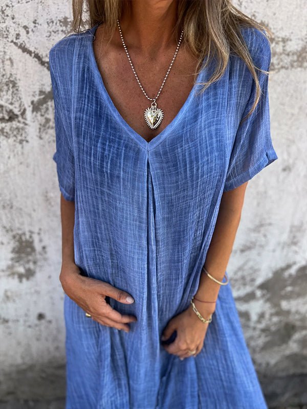 Serenne | Robe midi femme en coton-lin fluide, élégante et confortable au quotidien