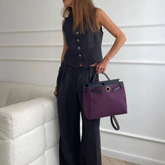 Ensemble Femme Gilet Sans Manche et Pantalon Large Coordonné