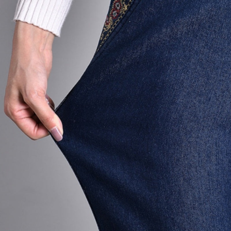 Bianca | Pantalon femme confortable à jambe droite, taille élastique