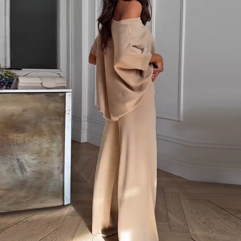 Salomé | Ensemble deux pièces femme haut asymétrique et pantalon large, chic pour l'été