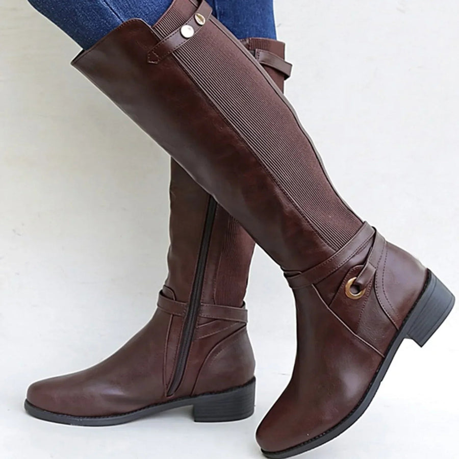 Bottes Hautes Femme à Talon Bas Confortables