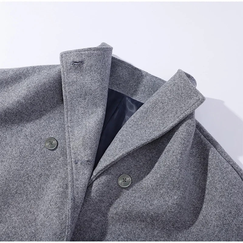Manteau en Laine Femme à Col Montant Boutonné
